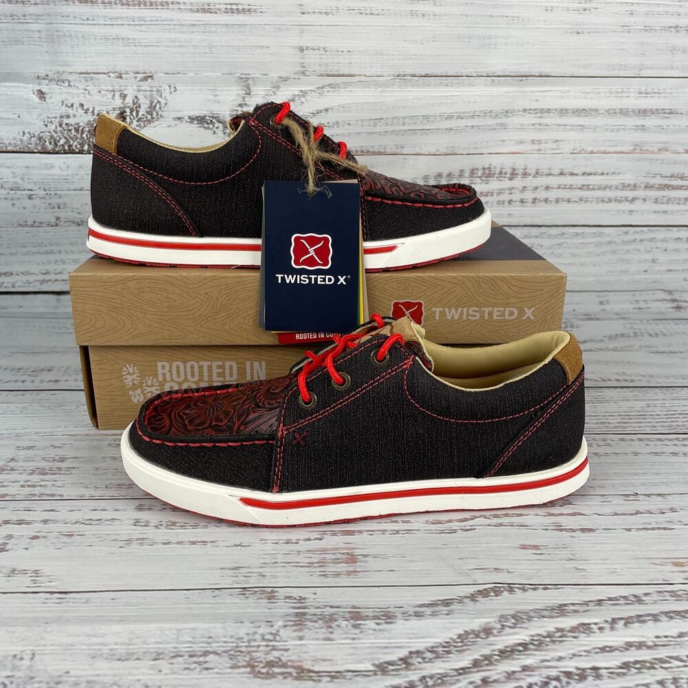 Twisted X Kicks WCA0051 Womens Sz 7 M Black Grenadine Shoes Lace Up